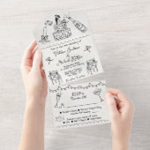 Invitation Tout En Un Mariage funky gribouillé à la main (Déchirure)