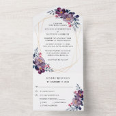 Invitation Tout En Un Mariage géométrique à fleurs violettes (À l'intérieur)