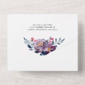 Invitation Tout En Un Mariage géométrique à fleurs violettes (Verso)
