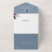Invitation Tout En Un mariage géométrique bleu-roux bordeaux (Dehors)