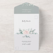 Invitation Tout En Un Mariage géométrique de l'Eucalyptus rose pâle (Dehors)