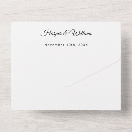 Invitation Tout En Un Mariage géométrique des fleurs d'aquarelle (Verso)