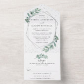Invitation Tout En Un Mariage géométrique Eucalyptus à huile d'argent (À l'intérieur)