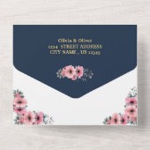 Invitation Tout En Un Mariage géométrique floral rustique (pas de VV néc (Verso)