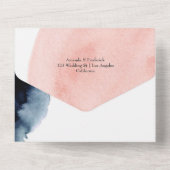 Invitation Tout En Un Mariage géométrique marine et couleur blanche (Verso)