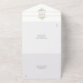 Invitation Tout En Un Mariage géométrique Monogram Greenery Gold (Dehors)