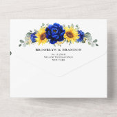 Invitation Tout En Un Mariage géométrique Royal Blue Rustic Sunflower (Verso)