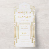 Invitation Tout En Un Mariage Gold Art déco (À l'intérieur)