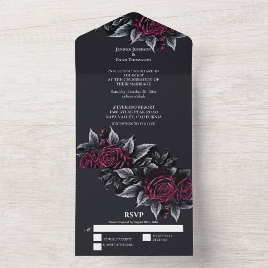 Invitation Tout En Un Mariage gothique d'Halloween (À l'intérieur)