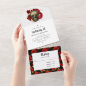Invitation Tout En Un Mariage gothique floral (Déchirure)