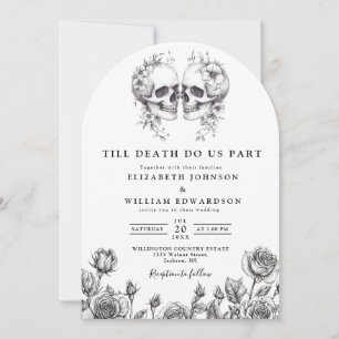 Invitation Tout en un Mariage gothique noir et blanc