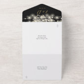 Invitation Tout En Un Mariage Gothique Or Et Noir Floral (Dehors)