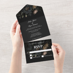 Invitation Tout En Un Mariage gothique romantique foncé