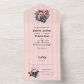 Invitation Tout En Un Mariage gothique rose floral (À l'intérieur)