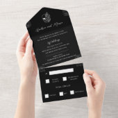 Invitation Tout En Un Mariage gothique triplé noir et blanc (Déchirure)