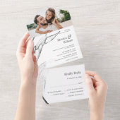 Invitation Tout En Un Mariage graphique moderne noir et blanc (Déchirure)