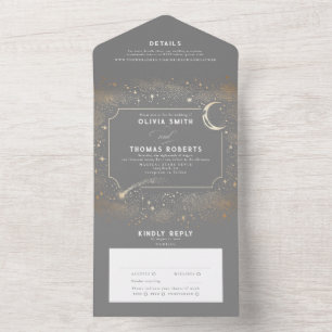 Invitation Tout En Un Mariage gris céleste de la lune