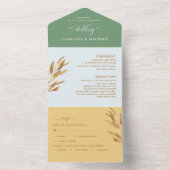 Invitation Tout En Un Mariage gris jaune moderne avec RSVP Perforé tout (À l'intérieur)