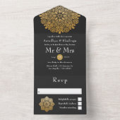 Invitation Tout En Un Mariage indien Gold Mandala (À l'intérieur)