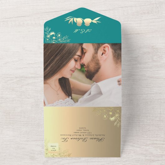 Invitation Tout En Un Mariage Inséparable turquoise (Dehors)