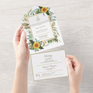 Invitation Tout En Un MARIAGE ISLAMIQUE NIKAH WALLIMAH Fleurs Tout En Un