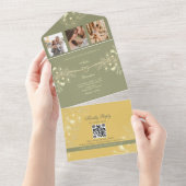 Invitation Tout En Un Mariage jaune et vert sage (Déchirure)