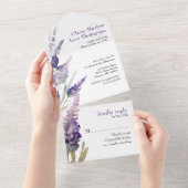 Invitation Tout En Un Mariage Lavender Botanical Purple Flowers (Déchirure)