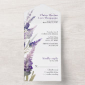 Invitation Tout En Un Mariage Lavender Botanical Purple Flowers (À l'intérieur)