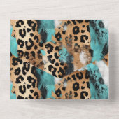 Invitation Tout En Un Mariage Léopard Noir Turquoise (Verso)