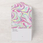 Invitation Tout En Un Mariage Liquide Rose Pastel Abstrait  (Dehors)