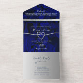 Invitation Tout En Un Mariage Luxe Argent et Bleu Royal (À l'intérieur)