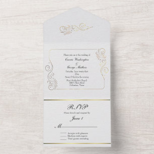 Invitation Tout En Un Mariage luxueux et sophistiqué