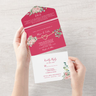 Invitation Tout En Un Mariage Magenta Fuchsia