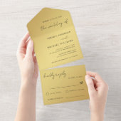 Invitation Tout En Un Mariage manuscrit Gold & Black Modern (Déchirure)