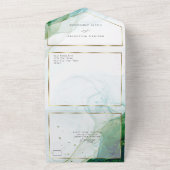 Invitation Tout En Un Mariage Marbre Kelly Vert sarcelle Encre Alcooliqu (Dehors)