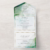 Invitation Tout En Un Mariage Marbre Kelly Vert sarcelle Encre Alcooliqu (À l'intérieur)