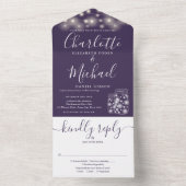 Invitation Tout En Un Mariage Mason Jars à cordes violettes (À l'intérieur)