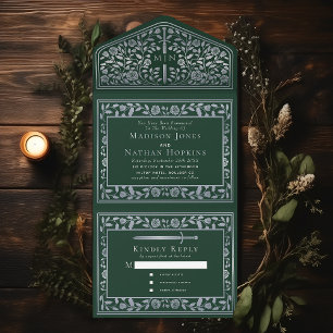 Invitation Tout En Un Mariage médiéval royal d'épée verte