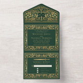 Invitation Tout En Un Mariage médiéval royal vert (À l'intérieur)