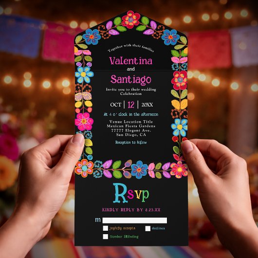 Invitation Tout En Un Mariage mexicain moderne