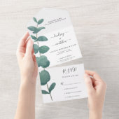 Invitation Tout En Un Mariage minimal d'eucalyptus (Déchirure)