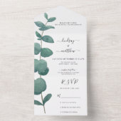 Invitation Tout En Un Mariage minimal d'eucalyptus (À l'intérieur)