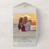 Invitation Tout En Un Mariage minimal Gold de plage moderne (Dehors)