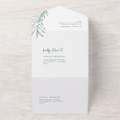 Invitation Tout En Un Mariage minimaliste de feuillage vert émeraude boh (Dehors)