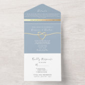 Invitation Tout En Un Mariage minimaliste Dusty Blue (À l'intérieur)