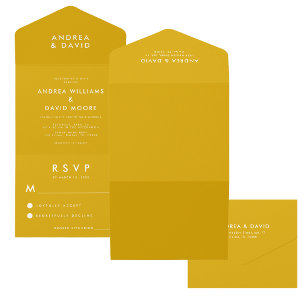 Invitation Tout En Un Mariage minimaliste moderne Elégant Mustard Jaune