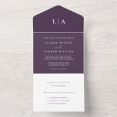 Invitation Tout En Un Mariage minimaliste Plum violet (À l'intérieur)