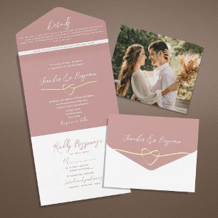 Invitation Tout En Un Mariage Minimaliste Rose Poussiéreuse