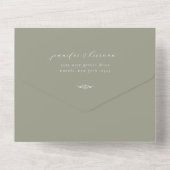Invitation Tout En Un Mariage minimaliste Sage vert (Verso)