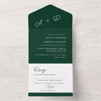 Invitation Tout En Un Mariage minimaliste vert émeraude